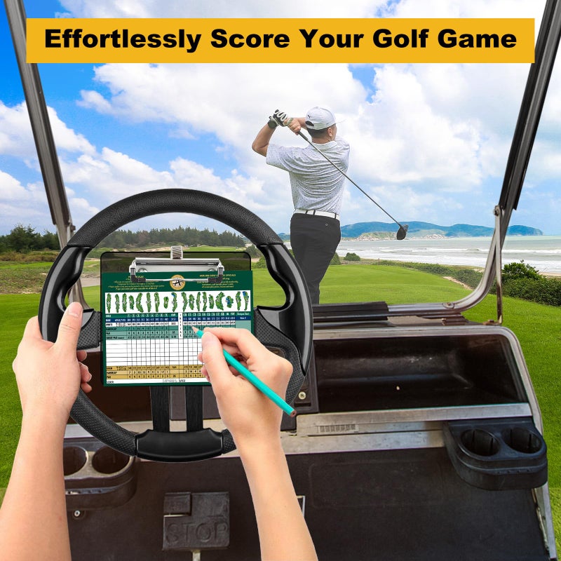 LEAPGOMAX Golf Cart Scorecard Holder with Pen Holder on Golf Cart Steering Wheel for EZGO Club Car Yamaha Golf Carts Blackï¼ˆNote Do Not Include Golf Cart Steering Wheel - Image 2