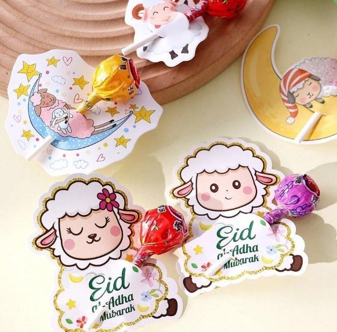40PCS Eid Cards – Assorted Designs for Decorating Sweets & Lollipops, Greeting Cards for Eid Al-Adha Party Favors - Image 3