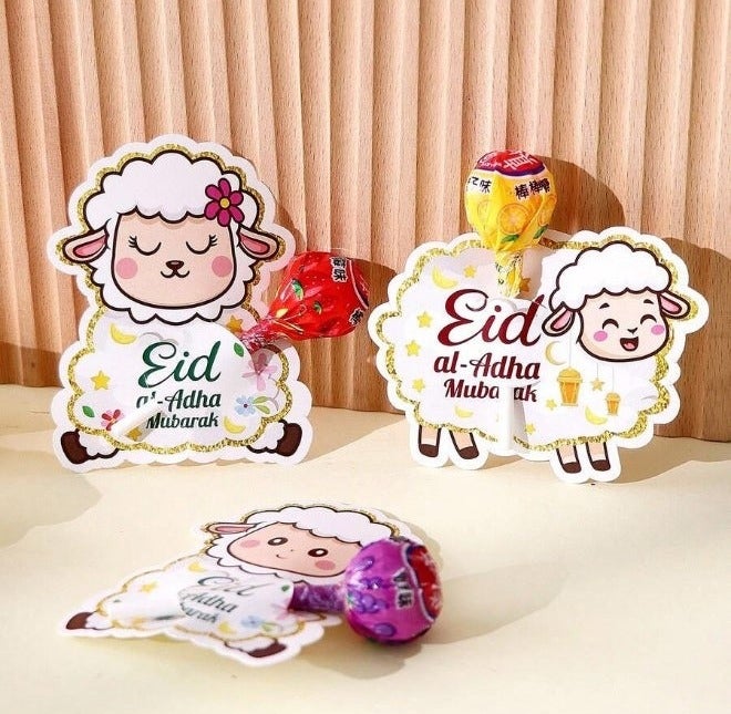 40PCS Eid Cards – Assorted Designs for Decorating Sweets & Lollipops, Greeting Cards for Eid Al-Adha Party Favors - Image 4