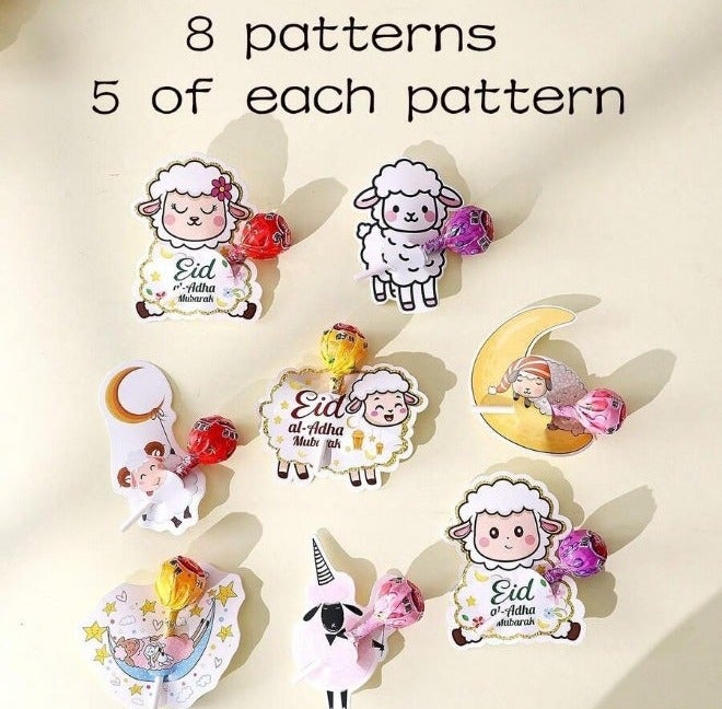 40PCS Eid Cards – Assorted Designs for Decorating Sweets & Lollipops, Greeting Cards for Eid Al-Adha Party Favors - Image 5