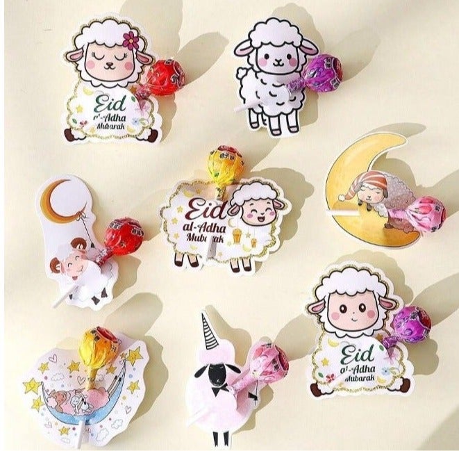 40PCS Eid Cards – Assorted Designs for Decorating Sweets & Lollipops, Greeting Cards for Eid Al-Adha Party Favors - Image 1