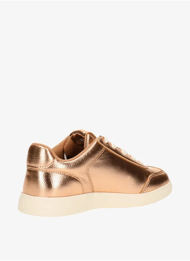 GAP Girls' Metallic Sneakers with Lace-Up Closure