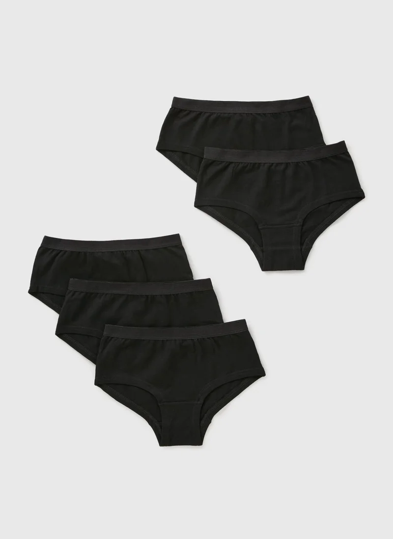 Matalan 5 Pack Girls Black Hipster Briefs