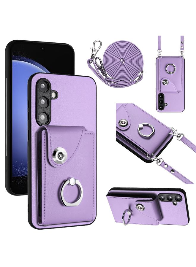 S-TOP Case For Samsung Galaxy S23 FE 5G Organ Card Bag Ring Holder Phone Case with Long Lanyard - Image 1