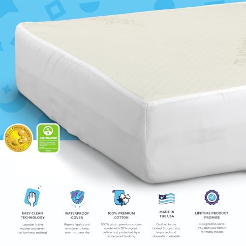 Moonlight Slumber Little Dreamer Crib Mattress Cover, Ecru, Hypoallergenic - Mattress Not Included - Image 3