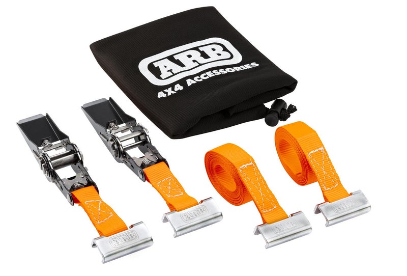 اي ار بي أشرطة شد ركاب ARB BASE 3 متر (زوج) – ARB 1780370، أحزمة تثبيت على رف السقف للسيارة ذات قدرة تحميل ثقيلة مع خطاف ذَنب الحمامة، قدرة ربط 250 كغ، حزام بوليستر، يشمل حقيبة تخزين - Image 1