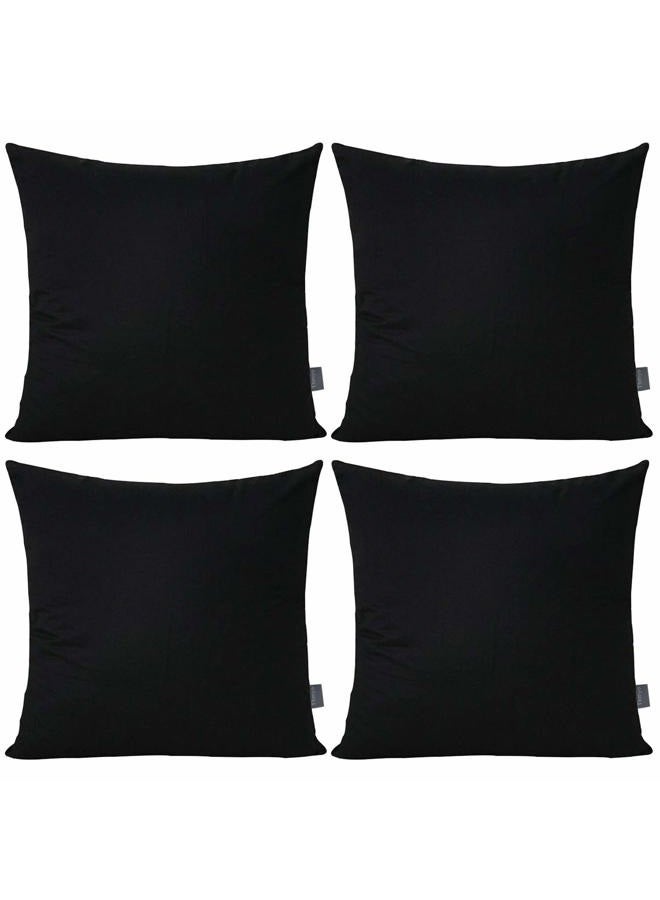 Thmyo 4-Pack 100% Cotton Comfortable Solid Decorative Throw Pillow Case Square Cushion Cover Pillowcase Sublimation Blank Pillow Covers Halloween DIY Throw Pillowcase for Sofa(16x16inch/40x40cm,Black) - Image 1
