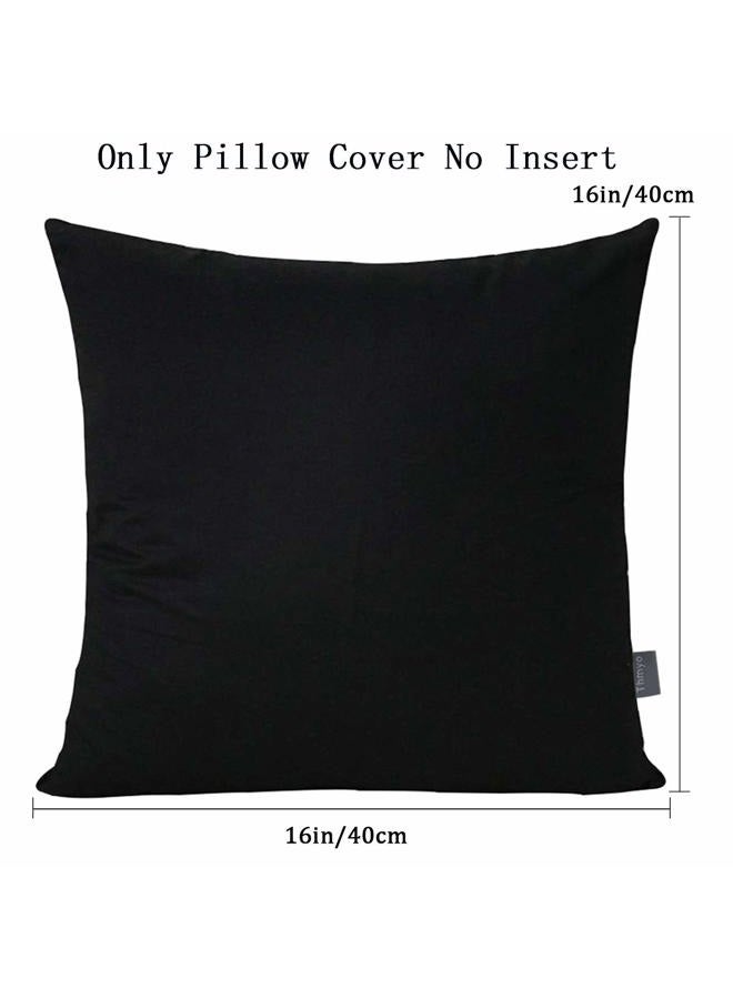 Thmyo 4-Pack 100% Cotton Comfortable Solid Decorative Throw Pillow Case Square Cushion Cover Pillowcase Sublimation Blank Pillow Covers Halloween DIY Throw Pillowcase for Sofa(16x16inch/40x40cm,Black) - Image 5