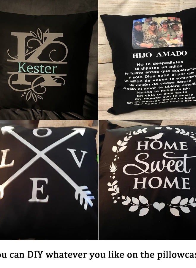 Thmyo 4-Pack 100% Cotton Comfortable Solid Decorative Throw Pillow Case Square Cushion Cover Pillowcase Sublimation Blank Pillow Covers Halloween DIY Throw Pillowcase for Sofa(16x16inch/40x40cm,Black) - Image 3