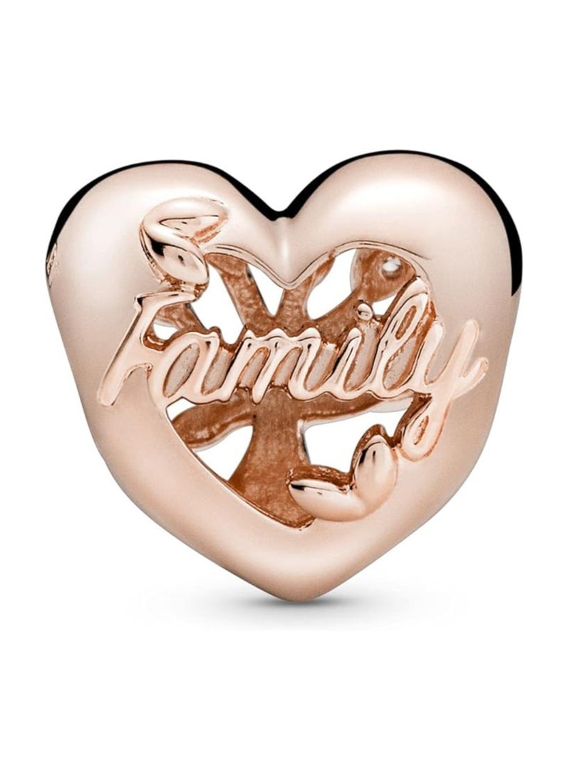 PANDORA Family tree heart 14k rose gold-plated charm with clear cubic zirconia  - Image 2