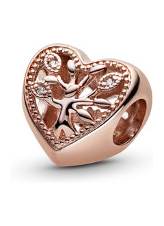 PANDORA Family tree heart 14k rose gold-plated charm with clear cubic zirconia  - Image 4