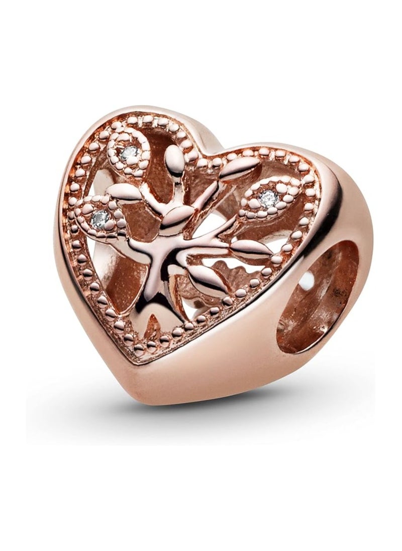 PANDORA Family tree heart 14k rose gold-plated charm with clear cubic zirconia  - Image 4