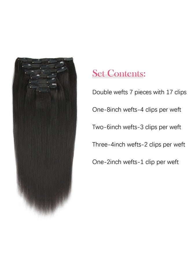 Sassina Clip In Human Hair Extensions Yaki Straight Style Natural Color 16Inch 100% Remy Unprocessed Soft Clip On Extensions For Black Women 7 Pieces/Set 120 Grams - Image 5