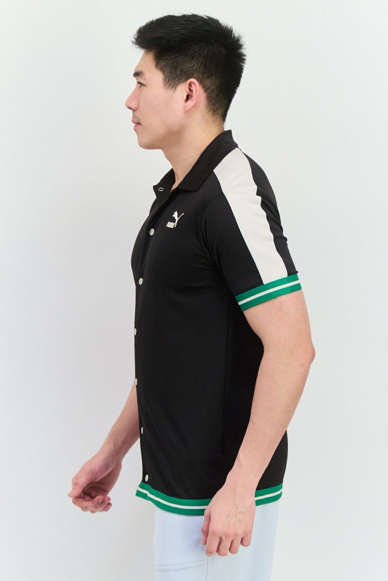 PUMA قميص بولو خارجي بأكمام قصيرة للرجال بتصميم مريح، أسود - Image 2