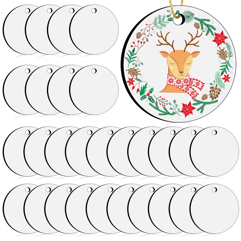 3 Round Sublimation Ornament Blanks 30 Pieces  For Christmas Tree Decor and DIY Crafts 3 inches