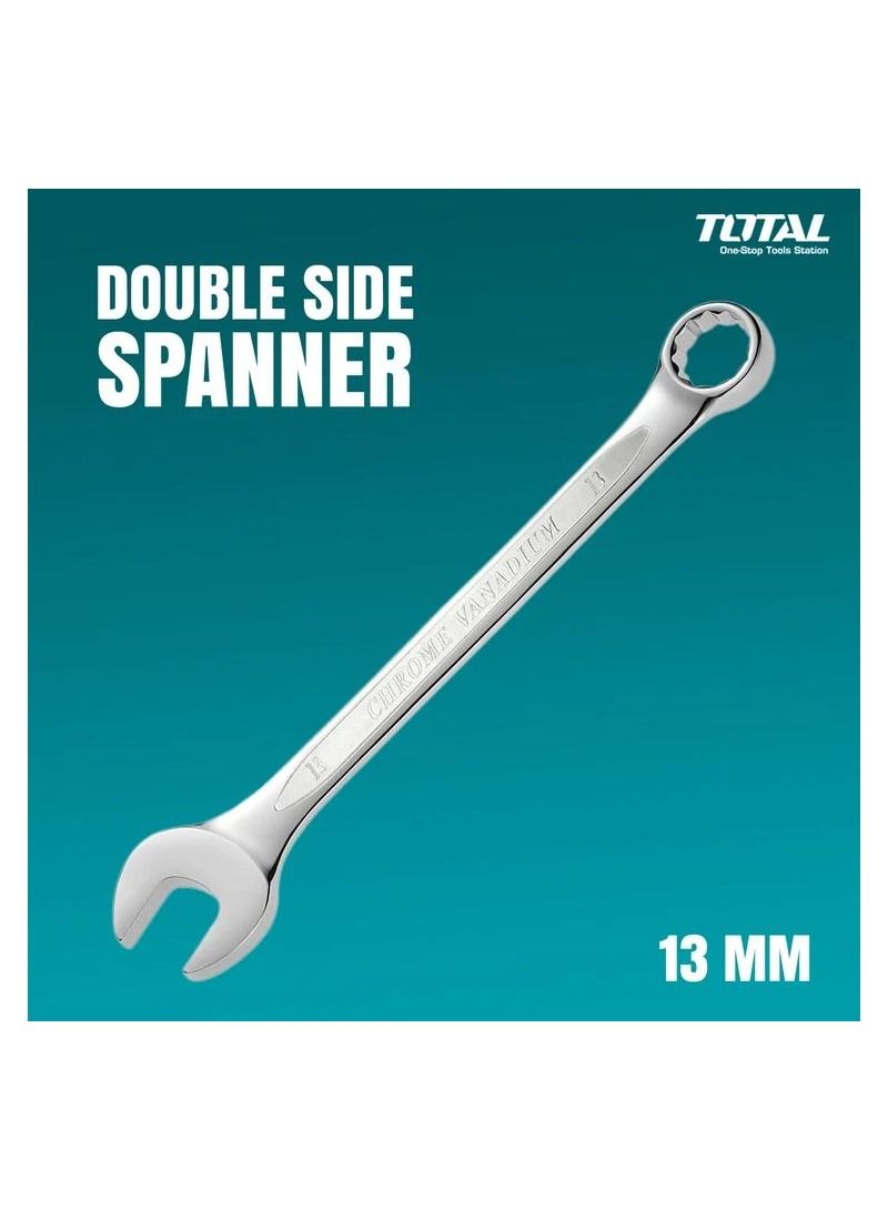 TOTAL 13  Size Double Side Spanner Combination Ring Open End Spanner Chrome Vanadium 1 Pcs TCSPA131 - Image 1