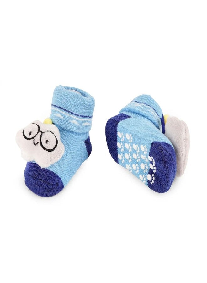 Kicks & Crawl Anti-skid/slip Cloud Chopper Socks For Baby Boys and Girls Blue/Grey (Pack of 2) - 0-9M - Image 2