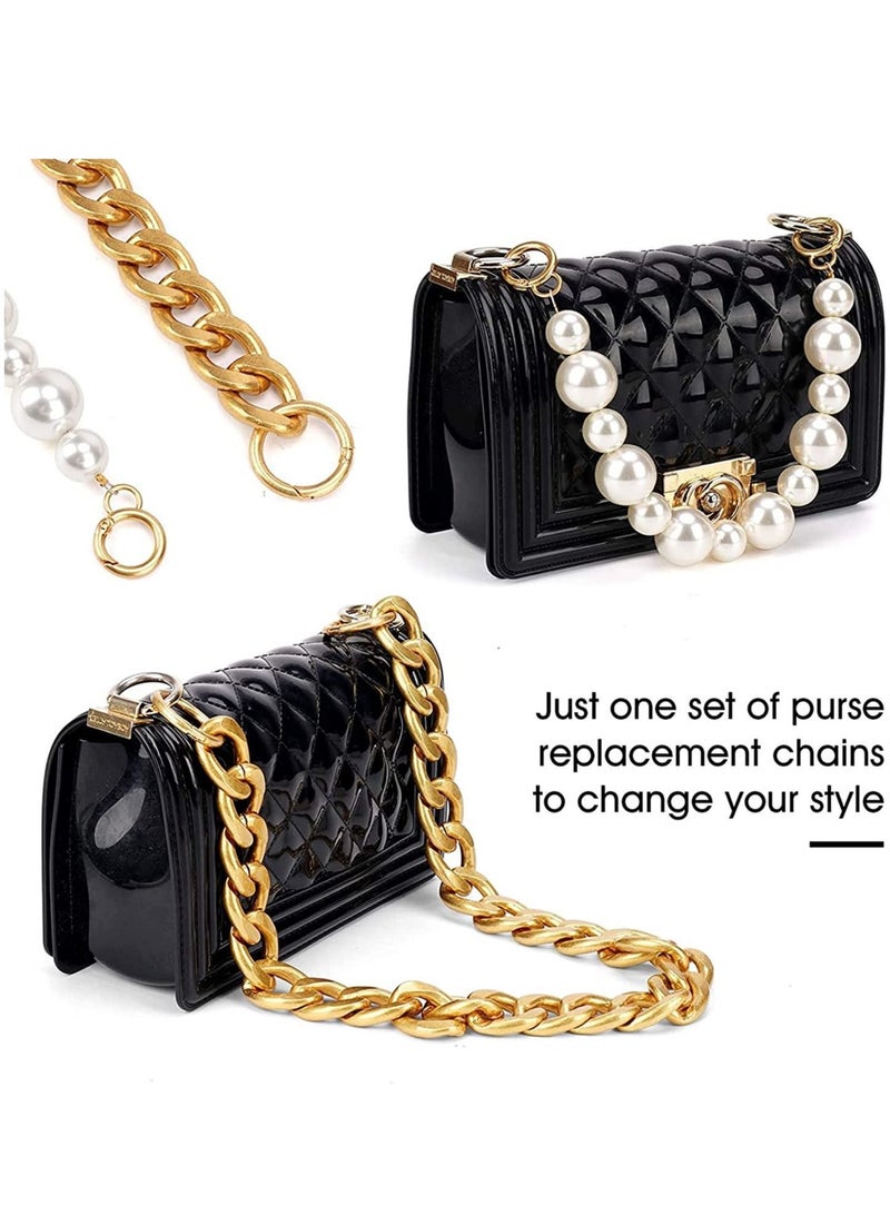 Purse Replacement Chains, heavy chain, DIY Heavy Chunky Aluminum Metal Chain &Imitation Pearl Bead Purse Strap Handbag Chain Accessories DIY Chain Strap Handbag Chains for Bag KSA | Riyadh, Jeddah - Image 3