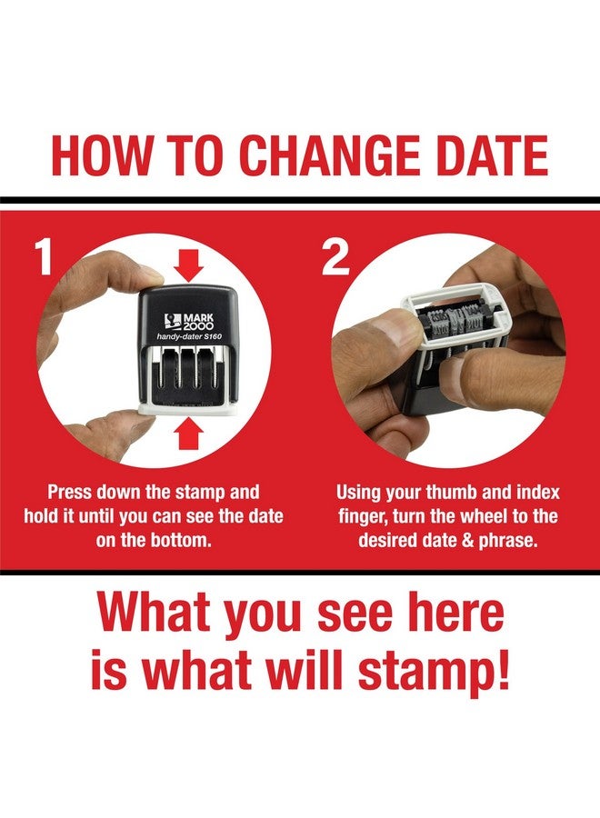 Rubber Stamp Creation Mark 2000 Selfinking Rubber Date Office Stamp With Scanned Phrase & Date Red Ink (Handydater S160) 12Year Band - Image 4