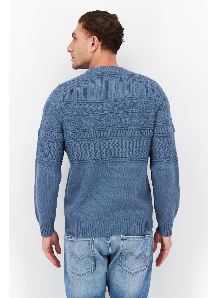 Lyle & Scott - Men Crew Neck Long Sleeve Knitted Sweater, Steel Blue - Image 1