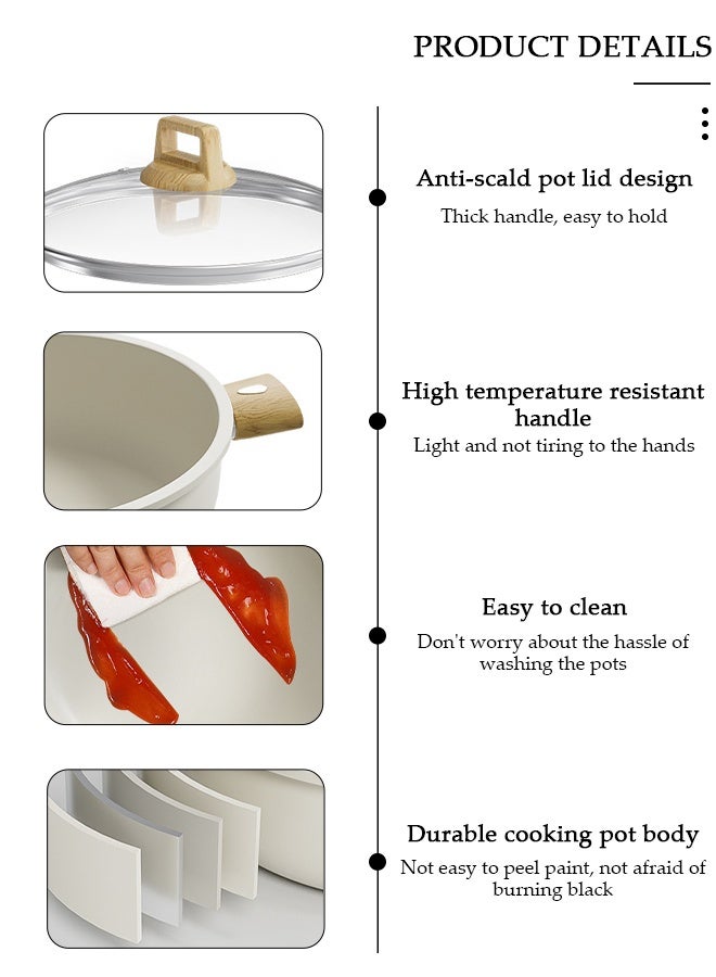 DUNISO Balance Non-stick Ceramic Stockpot with steamer , Multifunctional Glass Lid, Recycled Aluminum, Non-toxic Healthy  Coating, Stay-cool Handle, Induction Pan, For Stew Soup Steam, Moonmist - Image 3