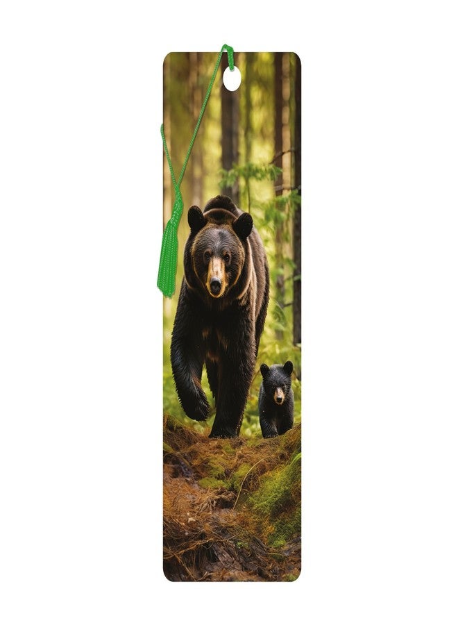 3D LiveLife Bookmark - Black Bear Family Stroll from Deluxebase. Cute Lenticular Bear Page Marker. Animal Themed Accessories for Book Lovers. Small Gifts for Men, Women, Writers and Teachers. - Image 1