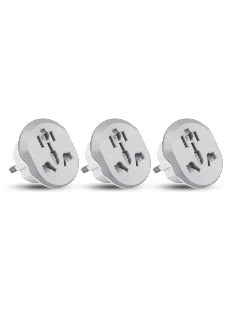 3-Pin Travel Adapter, White and Grey (3 Pack) - Image 1