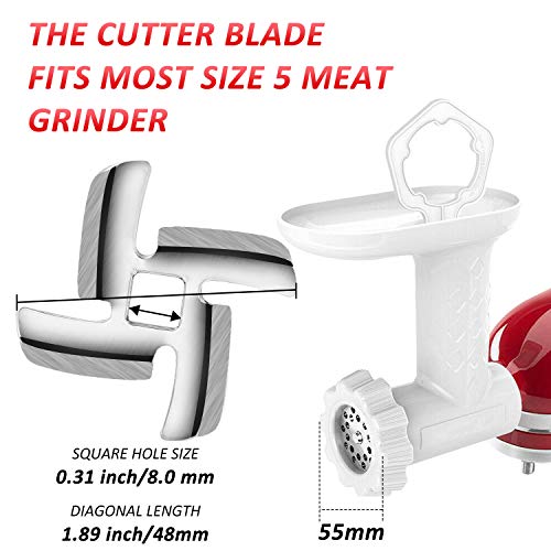 Mudder 4 Pack Meat Grinder Blade Size 5 Meat Grinder Parts Food Grinding Blade Stainless Steel Knife Cutter Replacement for Size 5 Stand Mixers Accessories - Image 2