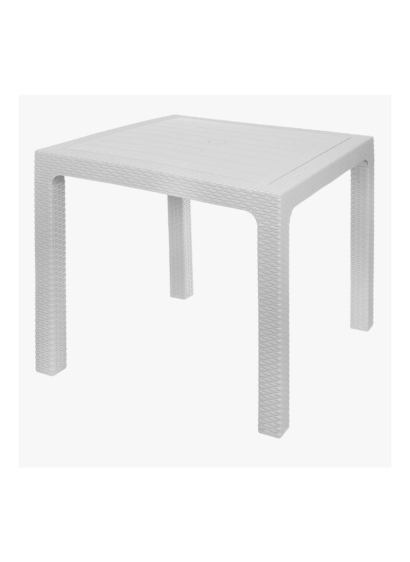 El Helal & Silver Star - Stylish White Rattan Table – 80x80 cm Plastic Construction for Modern Spaces. - Image 1