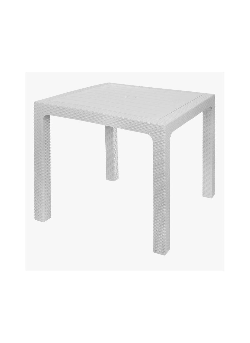 El Helal & Silver Star - Stylish White Rattan Table – 80x80 cm Plastic Construction for Modern Spaces. - Image 1