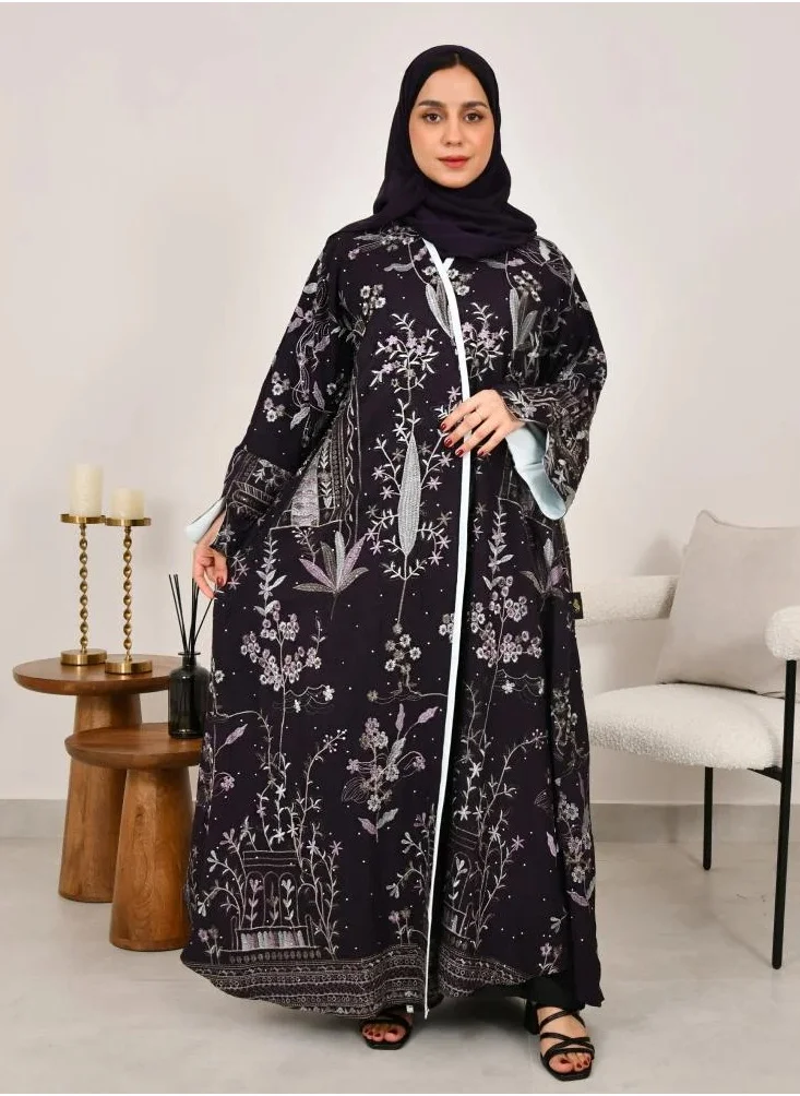 lamha abaya Black abaya with patterns