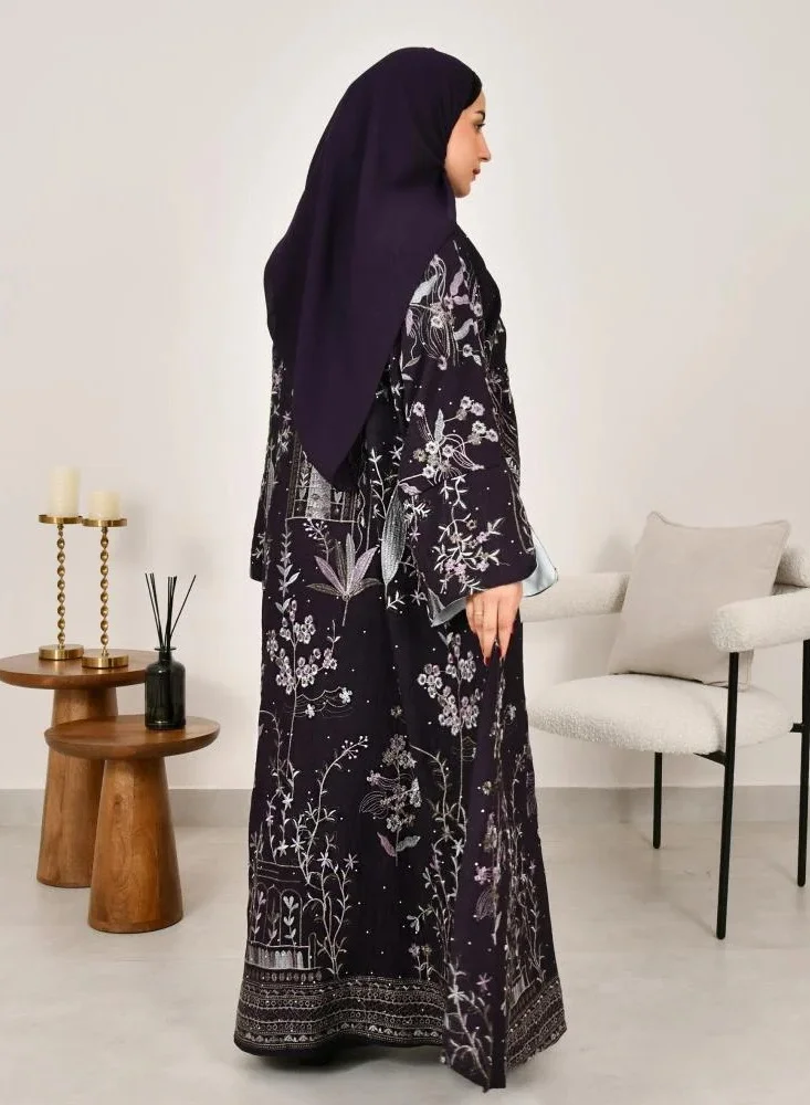 lamha abaya Black abaya with patterns