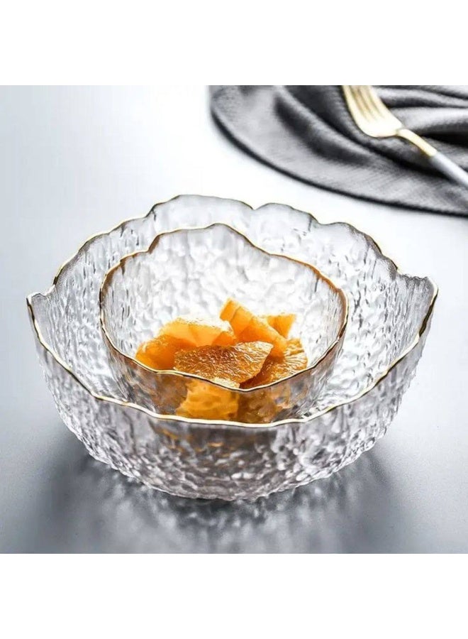 Piece Glass Serving Bowl Set with Gold Rim – Premium Clear Glass Salad, Fruit & Snack Bowls - Image 1