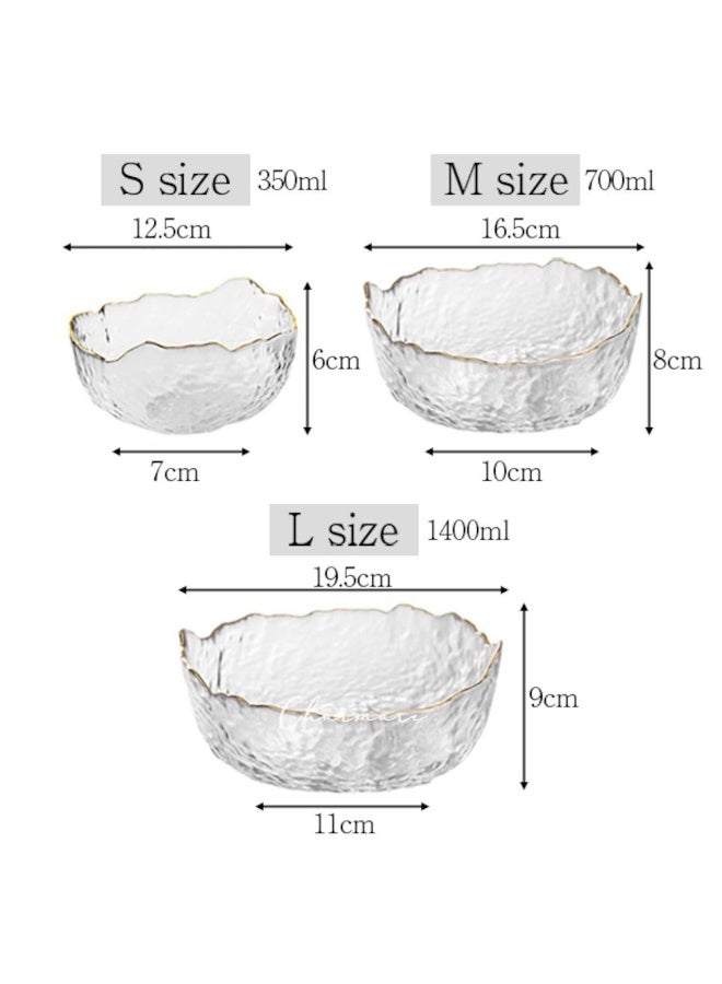 Piece Glass Serving Bowl Set with Gold Rim – Premium Clear Glass Salad, Fruit & Snack Bowls - Image 2