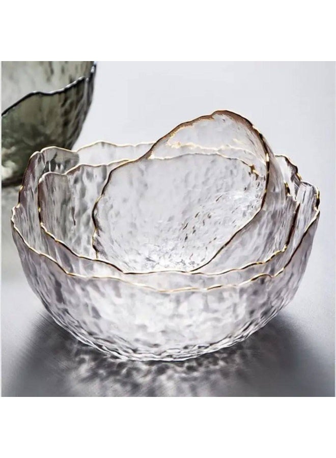 Piece Glass Serving Bowl Set with Gold Rim – Premium Clear Glass Salad, Fruit & Snack Bowls - Image 3