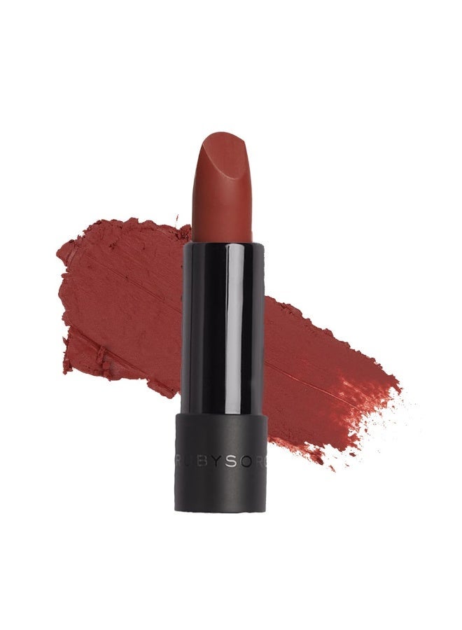 Ruby's Organics Semi-Matte Lipstick for Women All Indian Tones- Highly Pigmented, Moisturizing, Non Drying, Lightweight and Long Lasting- Lip Makeup, Synthetic Chemical Free - Mahogany, 3.7g - Image 1