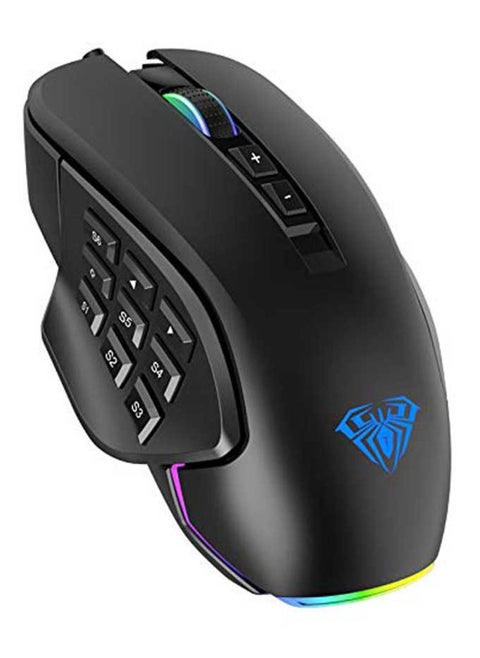 RGB Gaming Mouse with 9 Side Buttons High Precision 10000 DPI Optical Sensor