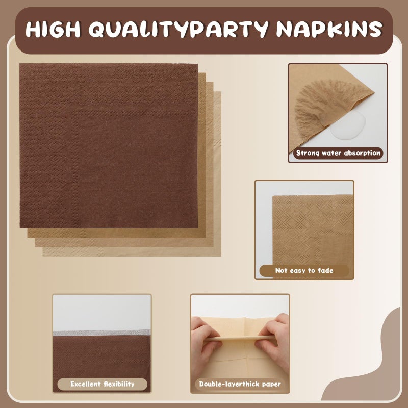 FoldTier 96 Pcs Brown Gradient Tableware Sets for 24 Guests Include 9 '' and 7'' Paper Party Plates Disposable Cocktail Napkins Plastic Forks Dinnerware for Baby Shower Wedding Birthday Tea Party - Image 4