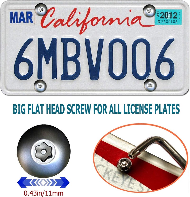 AOOTF Anti Theft License Plate Screws -Stainless Steel Security Car Tag Screws Bolts, Tamper Resistant Mounting Hardware Kits for Front and Rear License Plate Frame - Image 4