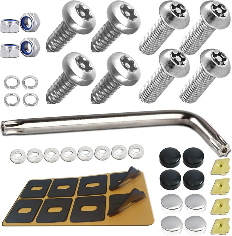 AOOTF Anti Theft License Plate Screws -Stainless Steel Security Car Tag Screws Bolts, Tamper Resistant Mounting Hardware Kits for Front and Rear License Plate Frame - Image 1