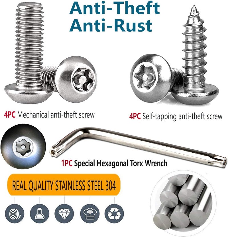 AOOTF Anti Theft License Plate Screws -Stainless Steel Security Car Tag Screws Bolts, Tamper Resistant Mounting Hardware Kits for Front and Rear License Plate Frame - Image 2