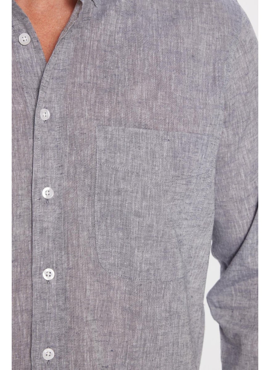 Men's Regular Fit Classic Cut Cotton Linen Texture Button-down Collar Gray Shirt - pzsku/ZD6D0CF8BA75406E54D90Z/45/_/1741257139/aa1dd845-b98c-46fe-96a2-63f553455861