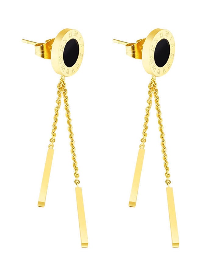 NIBEMINENT - Alissa Trendy Tassel Roman Numerals Chain Long Dangle Drop Earrings - Image 1
