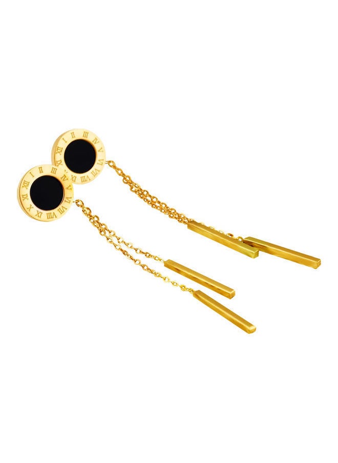 NIBEMINENT - Alissa Trendy Tassel Roman Numerals Chain Long Dangle Drop Earrings - Image 1