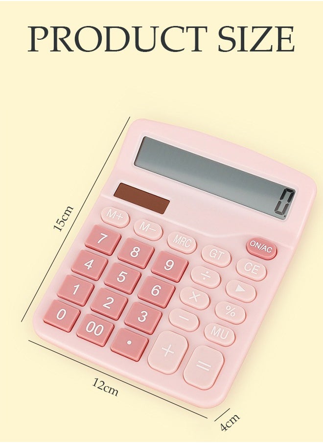 12-Digit Desktop Standard Function Basic Calculator with Large LCD Screen Battery and Solar Dual Power Office Calculator Desktop Calculator with Automatic Sleep for Office, Home, School and Business