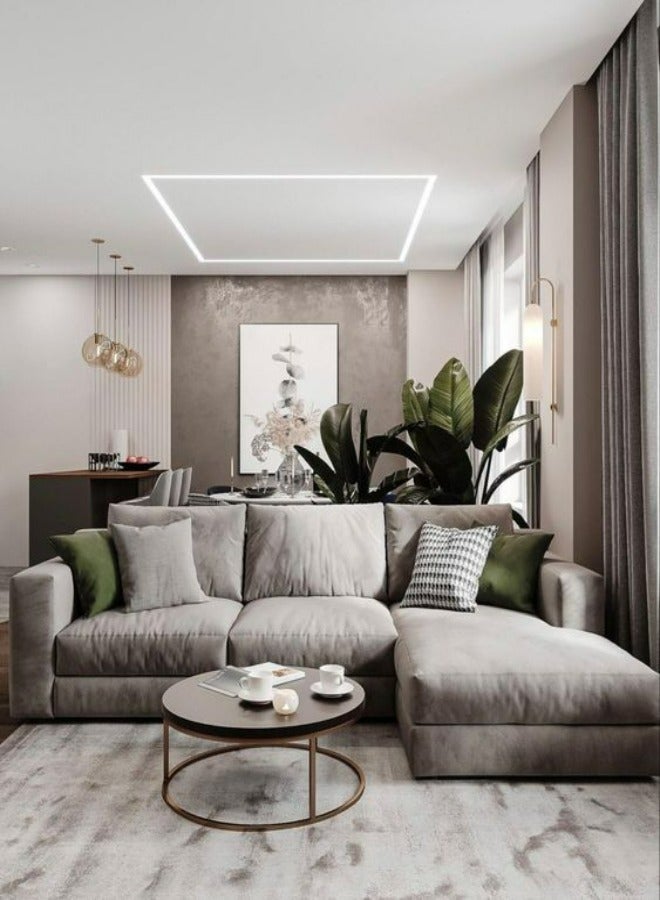 HODGE Sofa size 220x85, gray color, made of durable Swedish wood and Super Soft fabric, Safa Al Madinah - Image 1