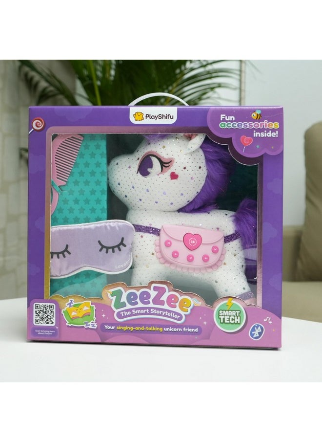 Shifu - Shifu ZeeZee The Smart Storyteller - Singing & Talking Unicorn Friend Soft Toys for Kids Unlimited Content on The App Rhymes Stories Pretend Play Birthday Gifts for Boys and Girls Ages 3, 4, 5, 6 - Image 1