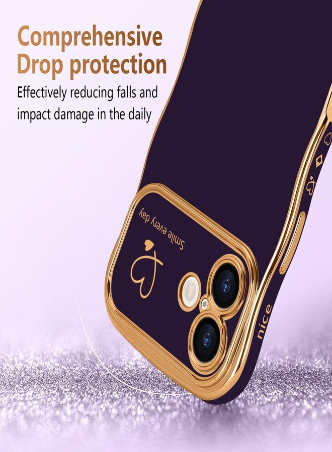جراب LCHULLE لهاتف iPhone 16 Plus للنساء والفتيات، جراب هاتف لطيف بتصميم مموج على شكل قلب، غطاء حماية للكاميرا مقاوم للصدمات لهاتف iPhone 16 Plus مقاس 6.7 بوصة، لون بنفسجي داكن - Image 3