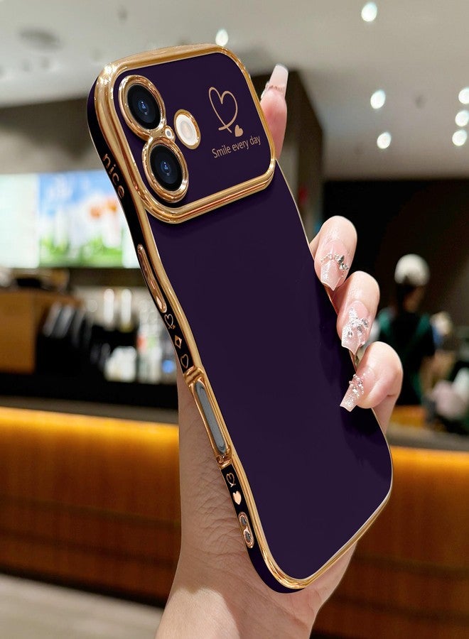 جراب LCHULLE لهاتف iPhone 16 Plus للنساء والفتيات، جراب هاتف لطيف بتصميم مموج على شكل قلب، غطاء حماية للكاميرا مقاوم للصدمات لهاتف iPhone 16 Plus مقاس 6.7 بوصة، لون بنفسجي داكن - Image 2