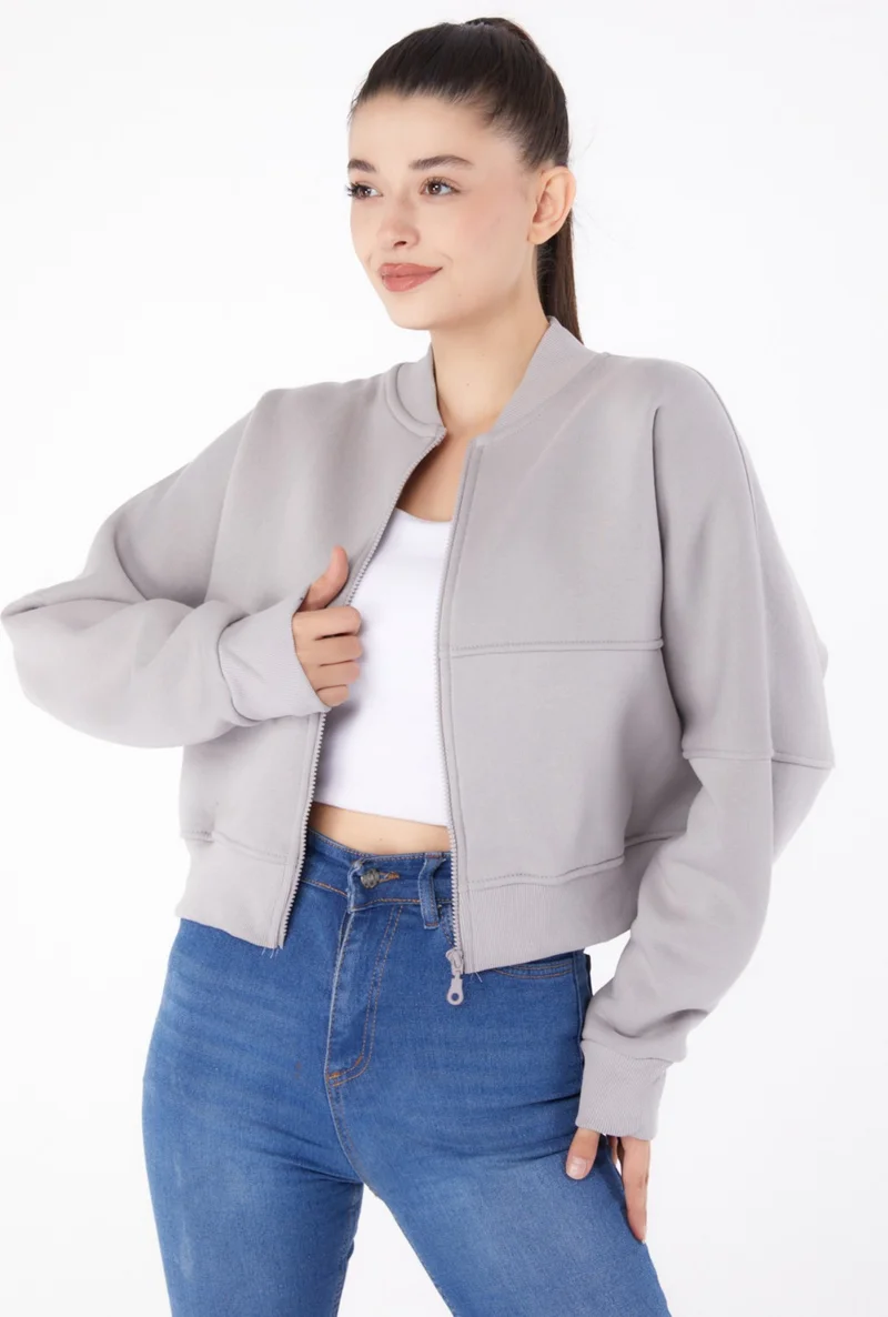 Tofisa Plain Judge Collar Women's Gray Tracksuit - 26275